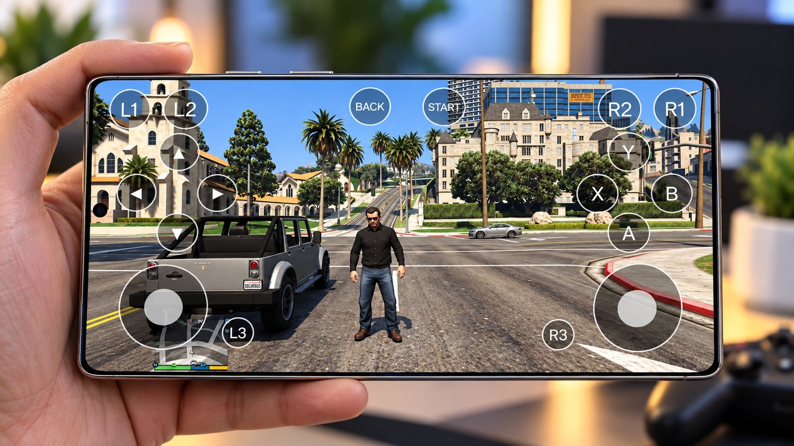 GTA V mobile driveway scene