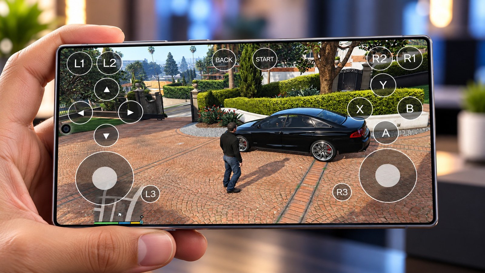 GTA V mobile city driving scene
